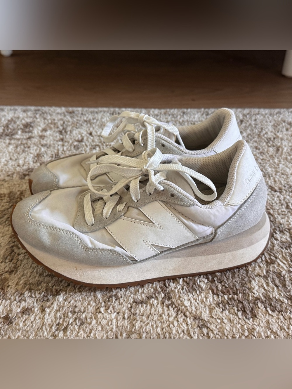 New Balance Women’s Retro Runner Sneakers in Off-White and Light Gray